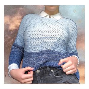 ZLYC Pastel Blue to Dark Blue Gradient Sweater
